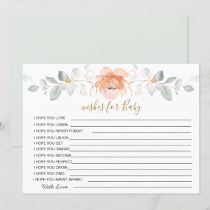 Floral, greenery Wishes for Baby Shower Game Invitation