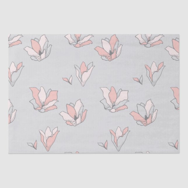 *~* Floral Grey Pink Flowers Artistic Tissue Paper (Front)