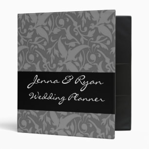 Floral Grey Wedding Planner or Recipe Bridal Binder