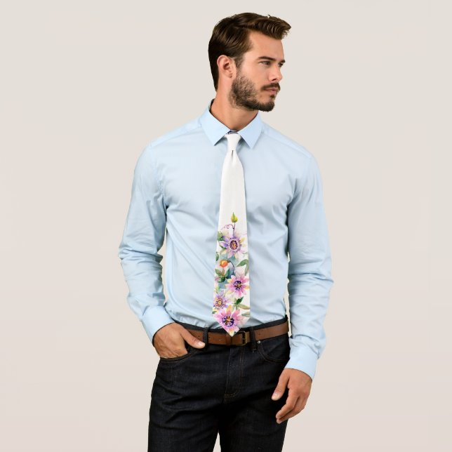 Floral Groomsmen Wedding Neck Tie (In Situ)