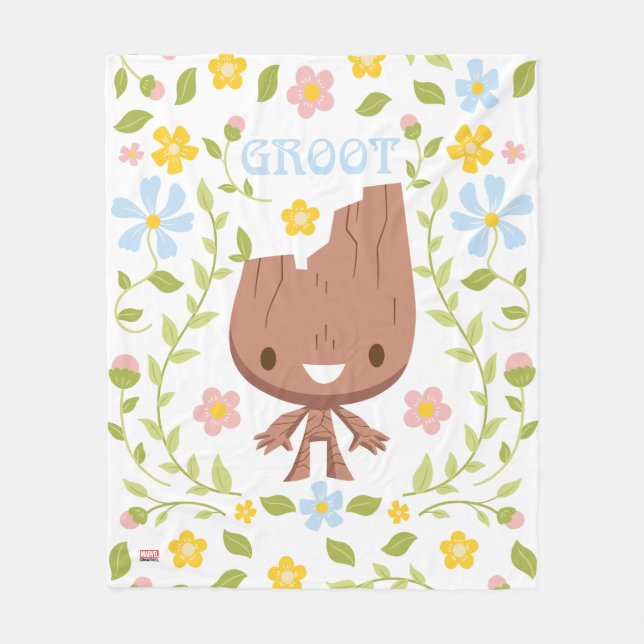 Floral Groot Graphic Fleece Blanket (Front)