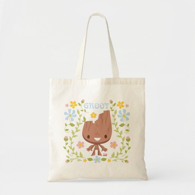 Floral Groot Graphic Tote Bag (Front)