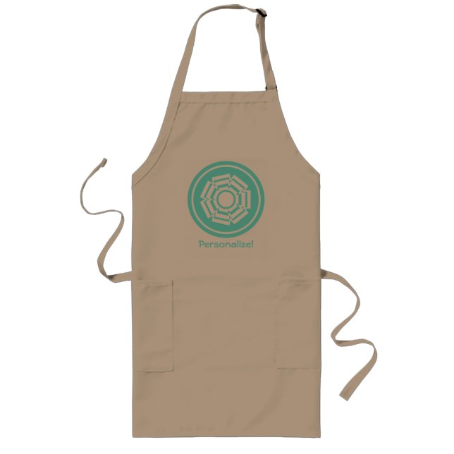 Floral Groove Apron, Turquoise Long Apron (Front)