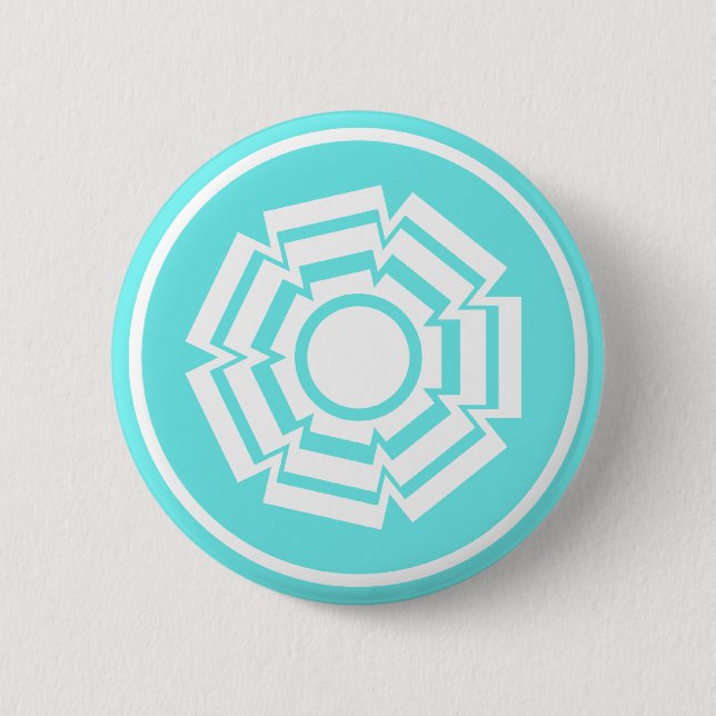 Floral Groove Button, Turquoise 2 Inch Round Button (Front)