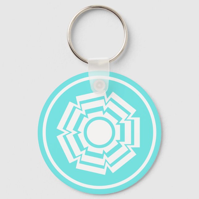 Floral Groove Keychain, Turquoise Keychain (Front)