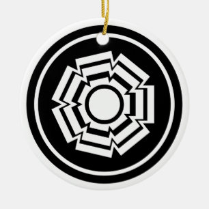 Floral Groove Ornament, Black and White Ceramic Ornament