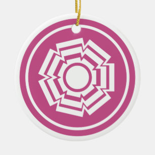 Floral Groove Ornament, Fuchsia Ceramic Ornament