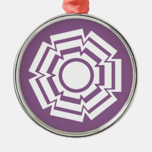 Floral Groove Premium Round Ornament, Purple Metal Ornament