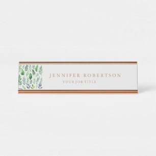 Floral Grrenery Classical Personalized Customized Desk Name Plate