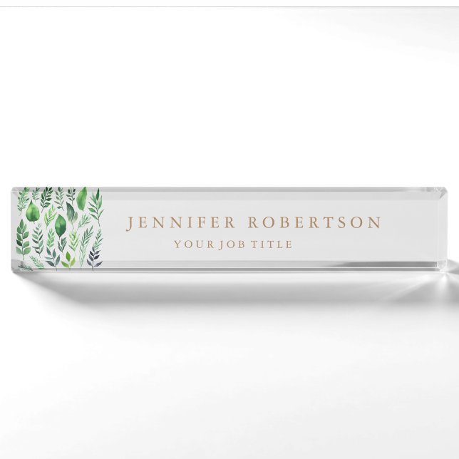 Floral Grrenery Classical Personalized Customized Nameplate (Front)