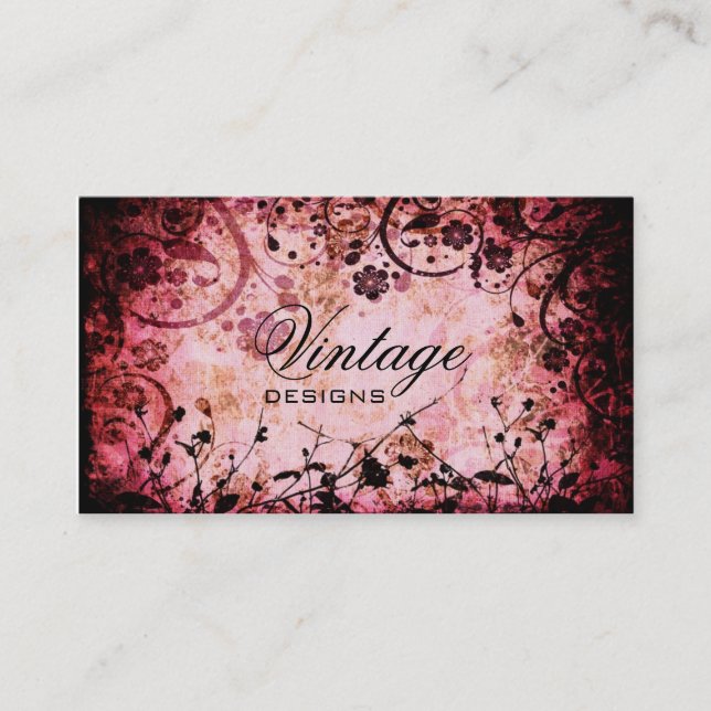 Floral Grunge Business Card (Front)