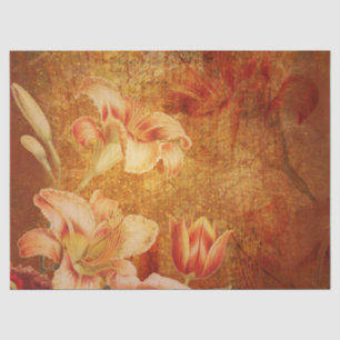 Floral Grunge Orange Lilies Decoupage  Tissue Paper
