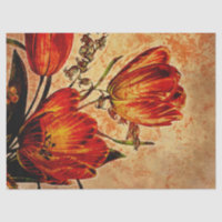 Floral Grunge Orange Tulip Decoupage  Tissue Paper