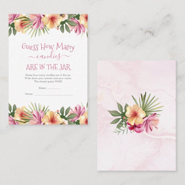 Floral Guess How Many Candies in the Jar Game Card (Front/Back)