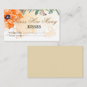 Floral guess how many kisses bridal game enclosur enclosure card