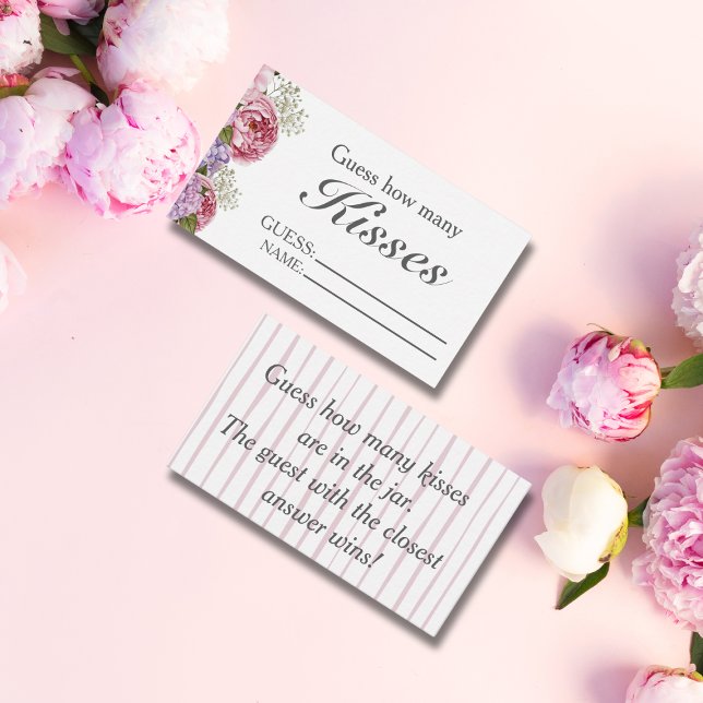floral  "Guess How Many Kisses" Bridal Game  Enclosure Card (floral "Guess How Many Kisses" Bridal Game Enclosure Card)