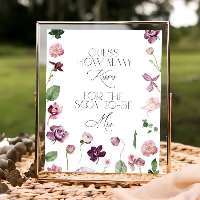 Floral Guess How Many Kisses Bridal Shower Game Po Poster (Creator Uploaded)