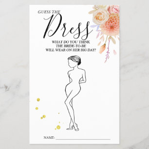 Floral Guess the Dress Bridal shower game card
