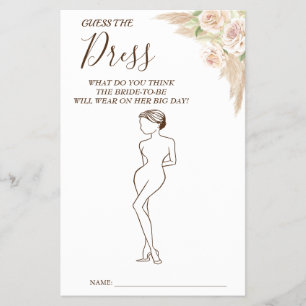 Floral Guess the Dress Bridal shower game card