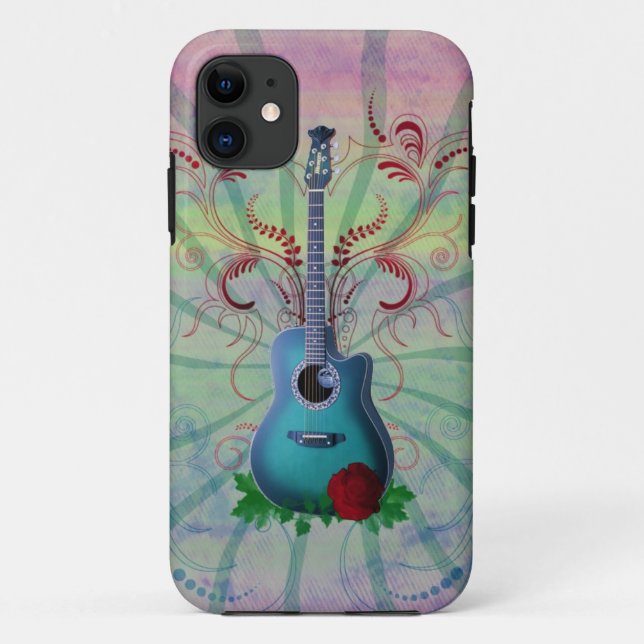 Floral Guitar Case-Mate iPhone Case (Back)