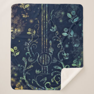 Floral Guitar Sherpa Blanket