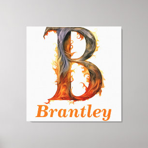 Floral Halloween Custom Name Letter B Monogram  Canvas Print