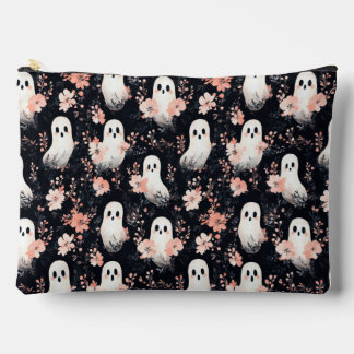 Floral Halloween Ghost Makeup Bag