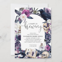 Floral Halloween Tombstone Baby is Brewing Shower