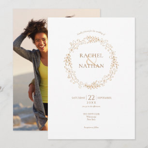 Floral Halo Laurel Garland Photo Wedding Invitation