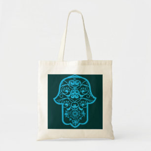 Floral Hamsa (Blue) Tote Bag