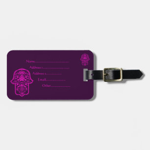 Floral Hamsa Pink Luggage Tag
