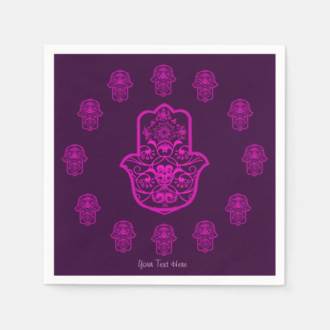 Floral Hamsa (Pink) Napkin (Front)