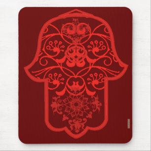 Floral Hamsa (Red) Mouse Pad