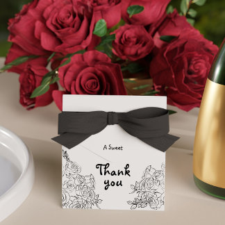 Floral Hand Drawn Black and White Doodle Wedding Favor Box