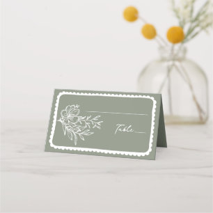 Floral Hand Drawn Frame Wedding Place Card