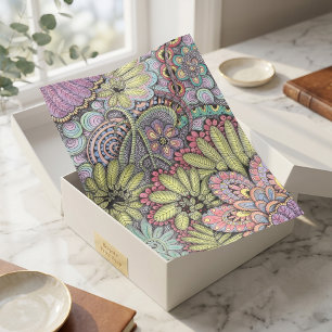 Floral Hand-Drawn Whimsy Pastel Botanical Pattern Tissue Paper