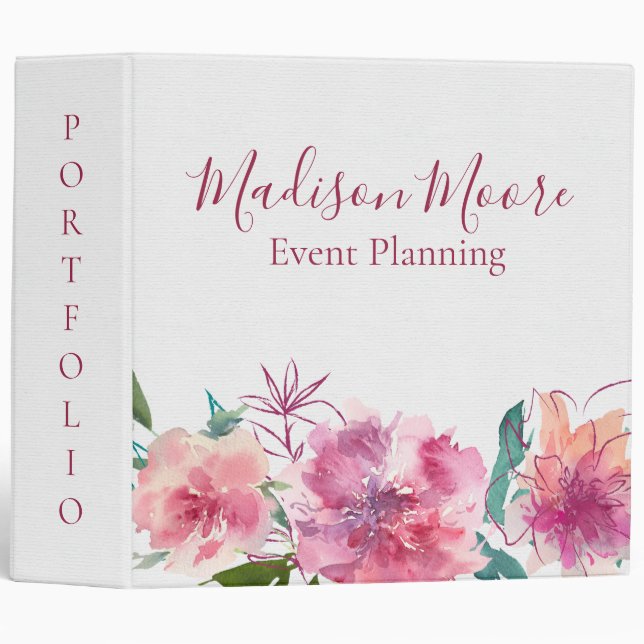 Floral Hand Lettered Event Planning Portfolio Binder (Front/Spine)