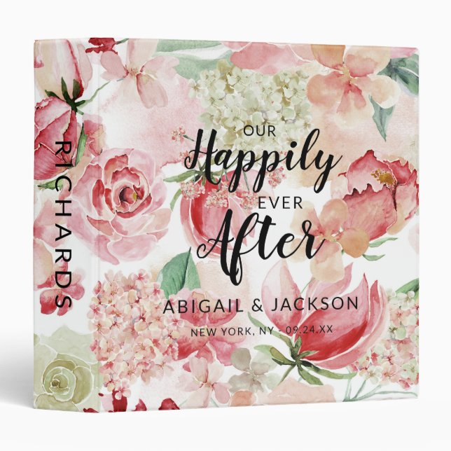 Floral Happily Ever After Newlywed Photo Album Binder (Front/Spine)