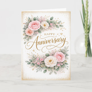 Floral Happy Anniversary Card