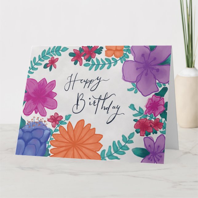 Floral Happy Birthday Card (Front)