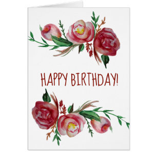 Floral Happy Birthday Greeting Card