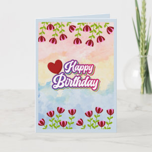 Floral Happy Birthday Greeting Card