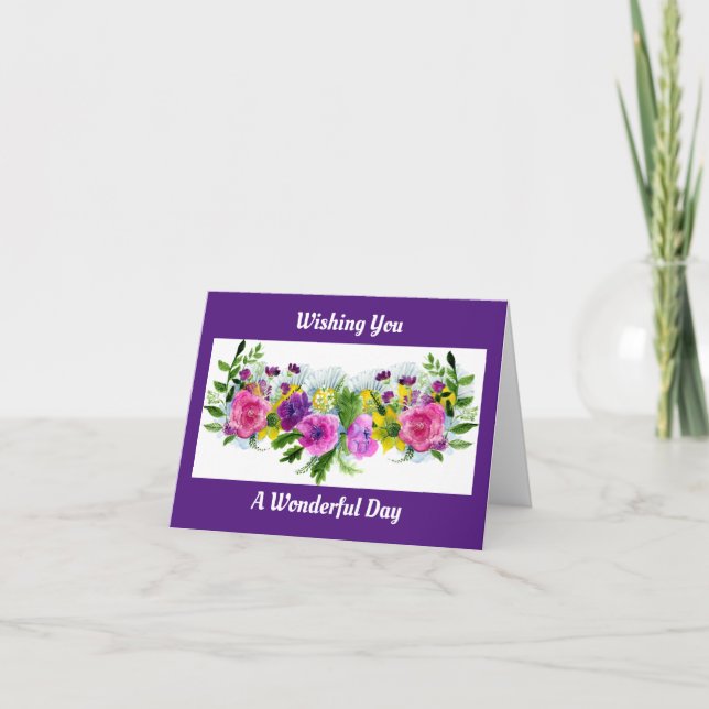 Floral Happy Birthday Greeting Card (Front)