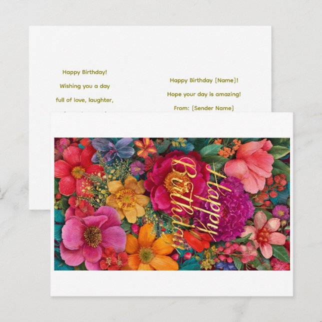 Floral Happy Birthday Greeting Card - COD Availabl (Front/Back)