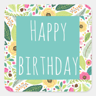Floral Happy Birthday Sticker