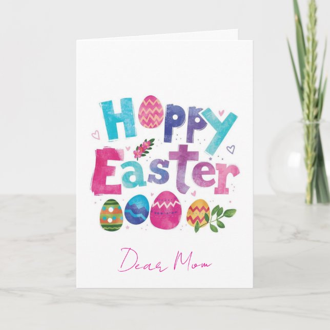 Floral Happy Easter Mom Holiday Card (Front)