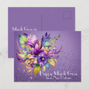 Floral Happy Mardi Gras from New Orleans Postcard