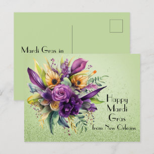 Floral Happy Mardi Gras from New Orleans Postcard