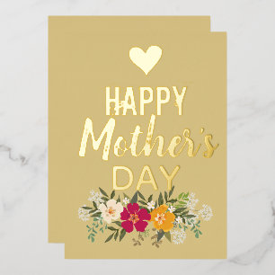 Floral Happy Mother’s Day Gold Foil Holiday Card