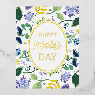 Floral Happy Mother's Day  Foil Holiday Postcard